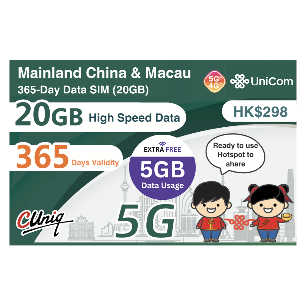 China/Macau [365-day 25GB] 4G/5G Speed