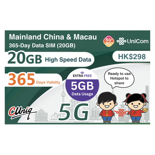 China/Macau [365-day 25GB] 4G/5G Speed