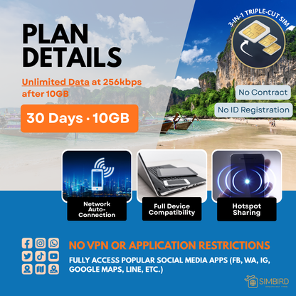 Asia【30 days 10GB】 4G speed