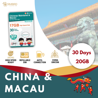 China/Macau [30-Day 15GB] 4G/5G Speed