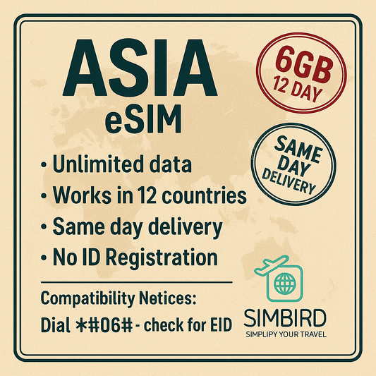 【eSim】 Asia【12 days 6GB】 4G speed