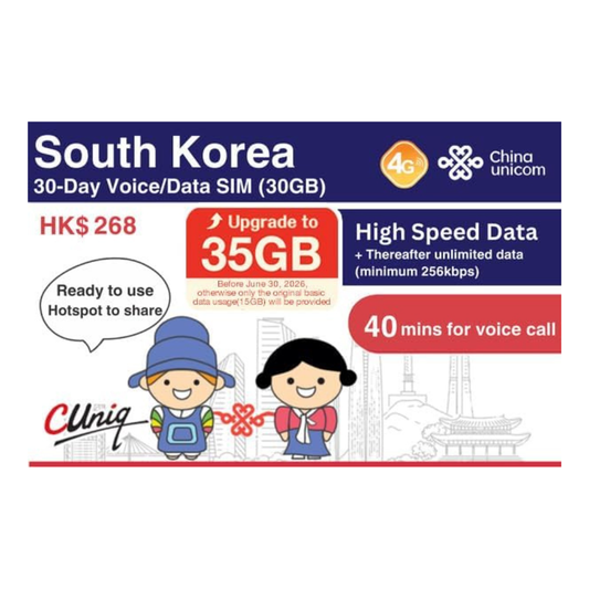 South Korea [3GB/day 15 Days] 5G Speed